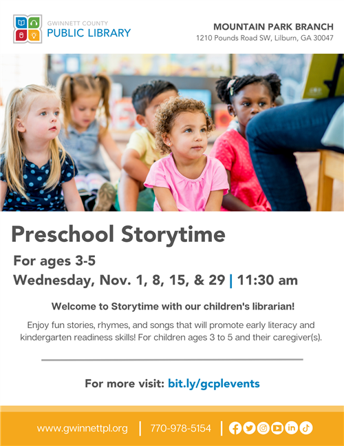 Preschool Storytime at the Mountain Park Branch Public Library